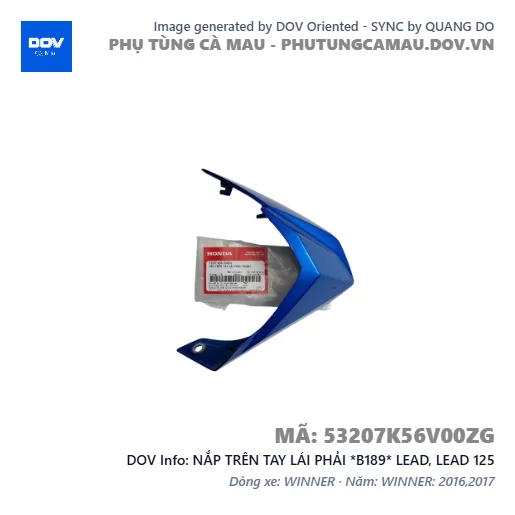 NẮP TRÊN TAY LÁI PHẢI *B189* LEAD, LEAD 125 — 53207K56V00ZG