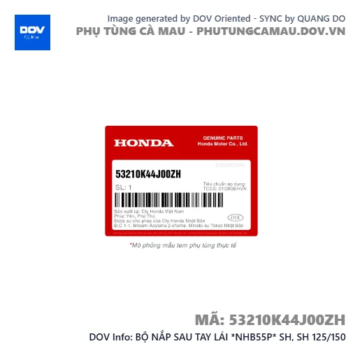 BỘ NẮP SAU TAY LÁI *NHB55P* SH, SH 125/150 — 53210K44J00ZH