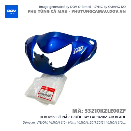 BỘ NẮP TRƯỚC TAY LÁI *B206* AIR BLADE — 53210KZLE00ZF