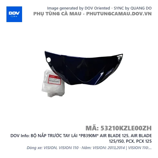 BỘ NẮP TRƯỚC TAY LÁI *PB390M* AIR BLADE 125, AIR BLADE 125/150, PCX, PCX 125 — 53210KZLE00ZH