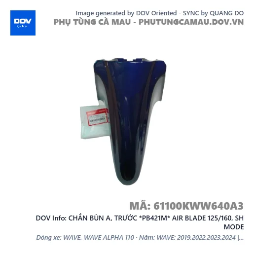 CHẮN BÙN A, TRƯỚC *PB421M* AIR BLADE 125/160, SH MODE — 61100KWW640A3