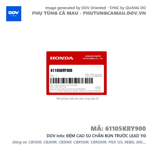 ĐỆM CAO SU CHẮN BÙN TRƯỚC LEAD 110 — 61105KRY900
