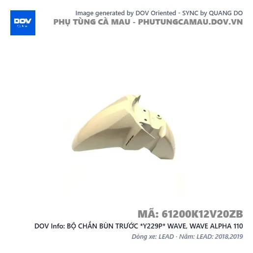BỘ CHẮN BÙN TRƯỚC *Y229P* WAVE, WAVE ALPHA 110 — 61200K12V20ZB
