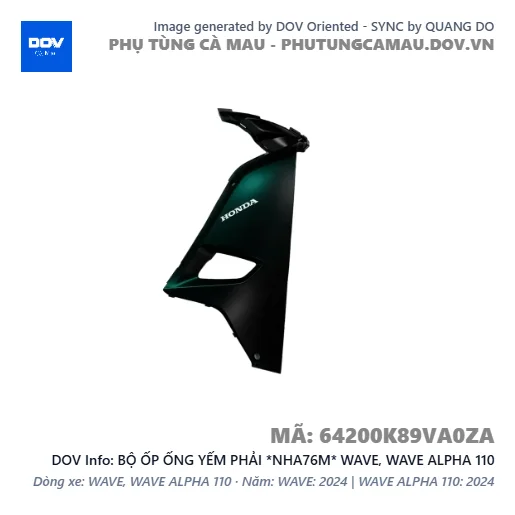BỘ ỐP ỐNG YẾM PHẢI *NHA76M* WAVE, WAVE ALPHA 110 — 64200K89VA0ZA