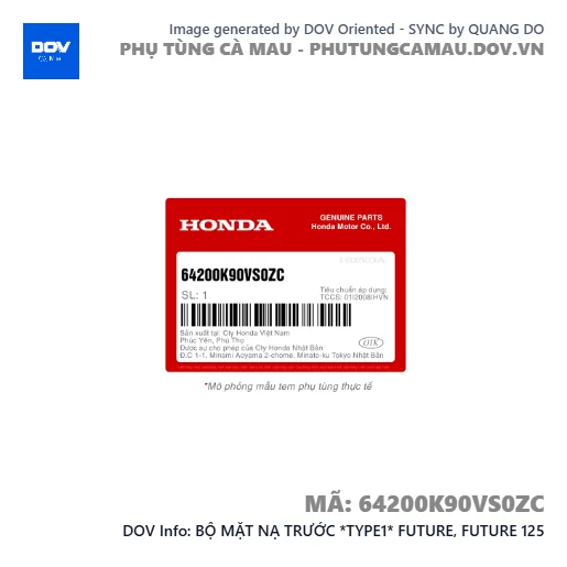 BỘ MẶT NẠ TRƯỚC *TYPE1* FUTURE, FUTURE 125 — 64200K90VS0ZC
