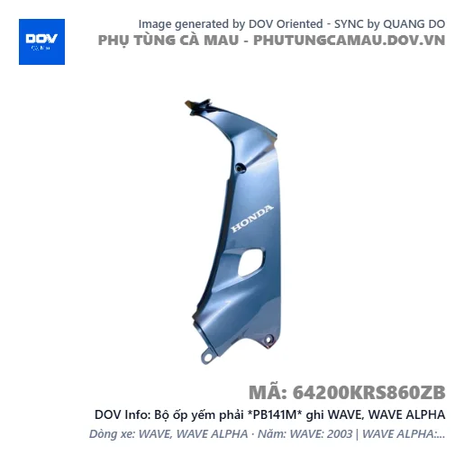 Bộ ốp yếm phải *PB141M* ghi WAVE, WAVE ALPHA — 64200KRS860ZB