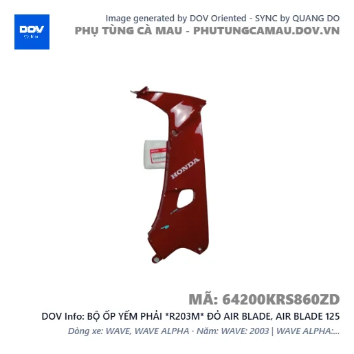 BỘ ỐP YẾM PHẢI *R203M* ĐỎ AIR BLADE, AIR BLADE 125 — 64200KRS860ZD