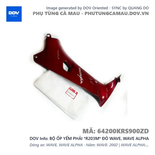 BỘ ỐP YẾM PHẢI *R203M* ĐỎ WAVE, WAVE ALPHA — 64200KRS900ZD