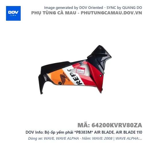 Bộ ốp yếm phải *PB383M* AIR BLADE, AIR BLADE 110 — 64200KVRV80ZA