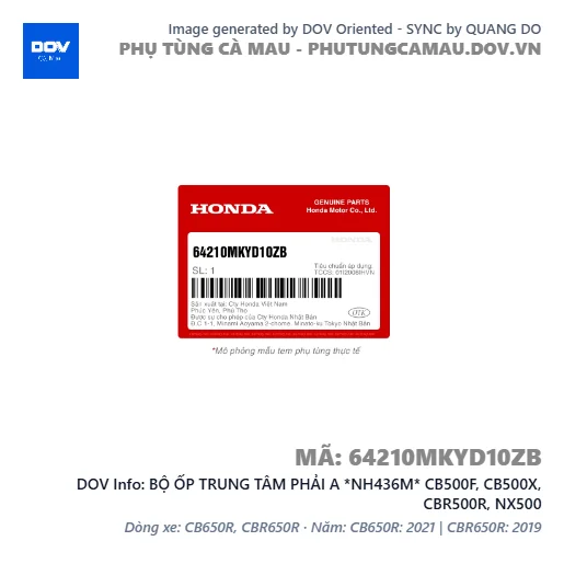 BỘ ỐP TRUNG TÂM PHẢI A *NH436M* CB500F, CB500X, CBR500R, NX500 — 64210MKYD10ZB