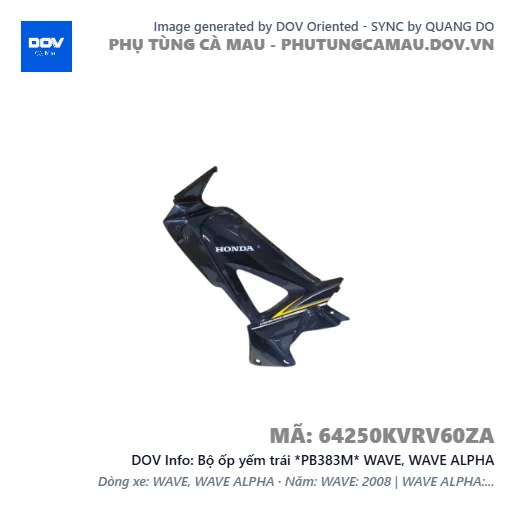 Bộ ốp yếm trái *PB383M* WAVE, WAVE ALPHA — 64250KVRV60ZA