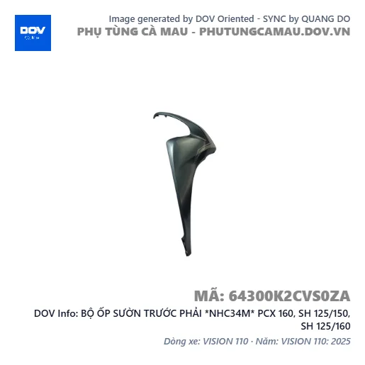 BỘ ỐP SƯỜN TRƯỚC PHẢI *NHC34M* PCX 160, SH 125/150, SH 125/160 — 64300K2CVS0ZA