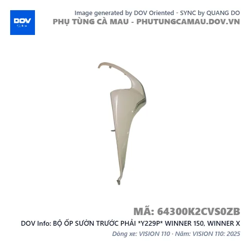 BỘ ỐP SƯỜN TRƯỚC PHẢI *Y229P* WINNER 150, WINNER X — 64300K2CVS0ZB