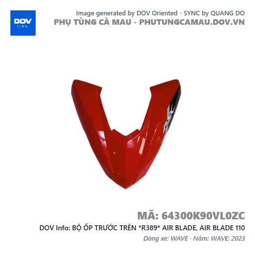 BỘ ỐP TRƯỚC TRÊN *R389* AIR BLADE, AIR BLADE 110 — 64300K90VL0ZC