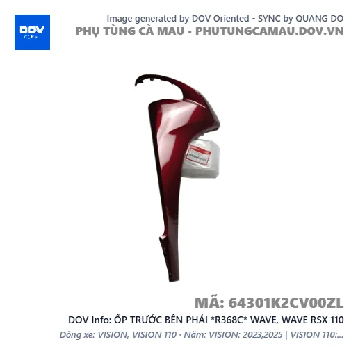 ỐP TRƯỚC BÊN PHẢI *R368C* WAVE, WAVE RSX 110 — 64301K2CV00ZL