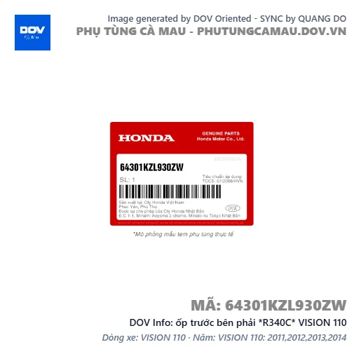 ốp trước bên phải *R340C* VISION 110 — 64301KZL930ZW