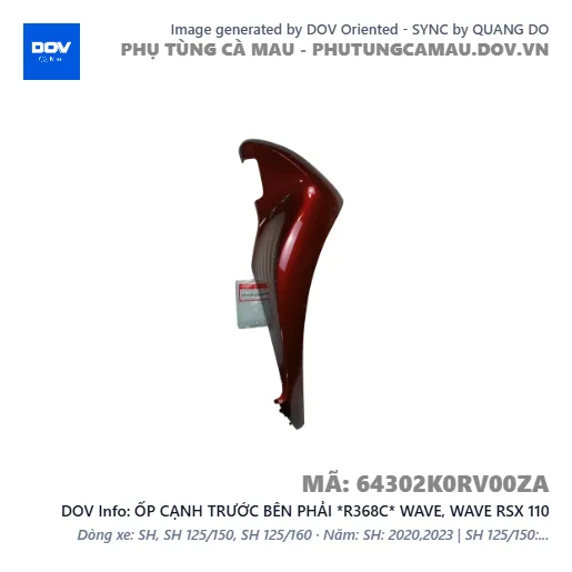 ỐP CẠNH TRƯỚC BÊN PHẢI *R368C* WAVE, WAVE RSX 110 — 64302K0RV00ZA