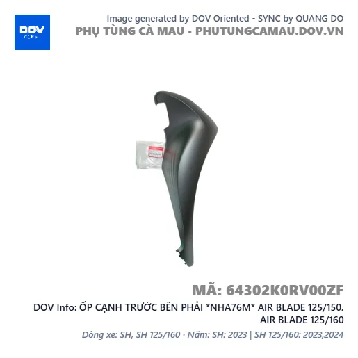 ỐP CẠNH TRƯỚC BÊN PHẢI *NHA76M* AIR BLADE 125/150, AIR BLADE 125/160 — 64302K0RV00ZF