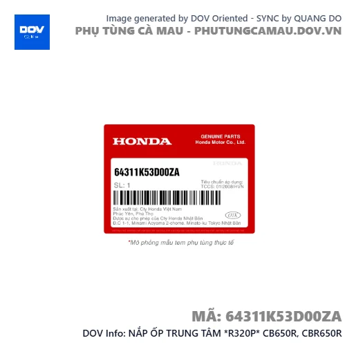 NẮP ỐP TRUNG TÂM *R320P* CB650R, CBR650R — 64311K53D00ZA