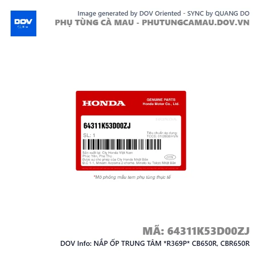 NẮP ỐP TRUNG TÂM *R369P* CB650R, CBR650R — 64311K53D00ZJ