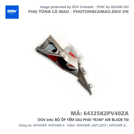 BỘ ỐP YẾM SAU PHẢI *R340* AIR BLADE 110 — 64325K2PV40ZA