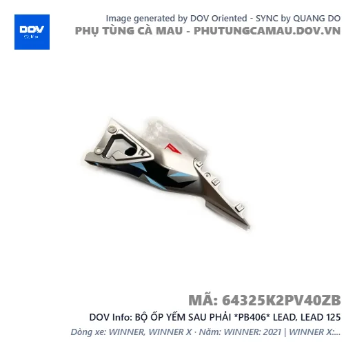 BỘ ỐP YẾM SAU PHẢI *PB406* LEAD, LEAD 125 — 64325K2PV40ZB