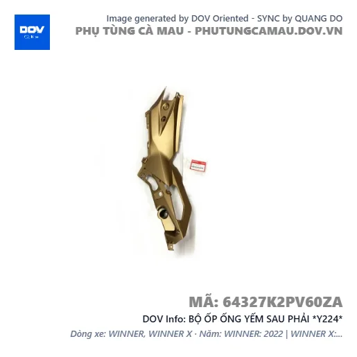 BỘ ỐP ỐNG YẾM SAU PHẢI *Y224*  — 64327K2PV60ZA