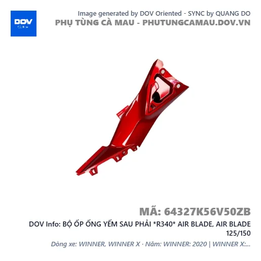 BỘ ỐP ỐNG YẾM SAU PHẢI *R340* AIR BLADE, AIR BLADE 125/150 — 64327K56V50ZB