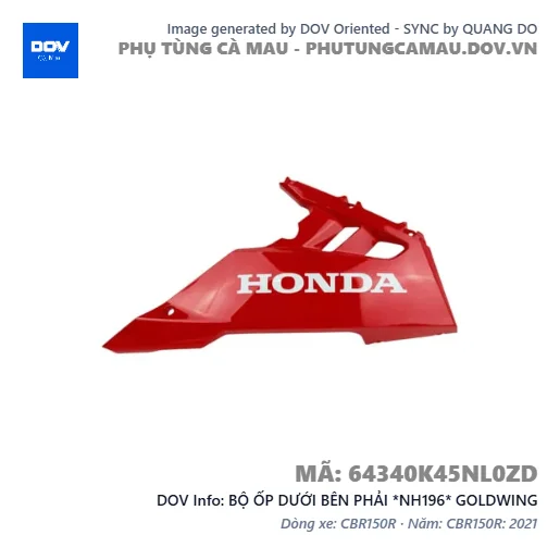 BỘ ỐP DƯỚI BÊN PHẢI *NH196* GOLDWING — 64340K45NL0ZD