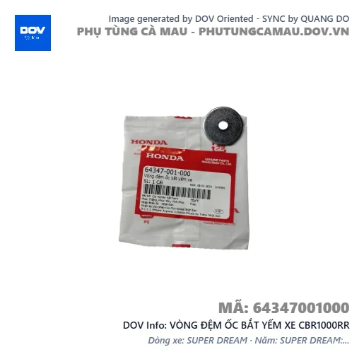 VÒNG ĐỆM ỐC BẮT YẾM XE CBR1000RR — 64347001000