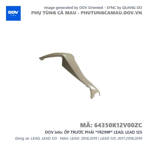 ỐP TRƯỚC PHẢI *YR299P* LEAD, LEAD 125 — 64350K12V00ZC