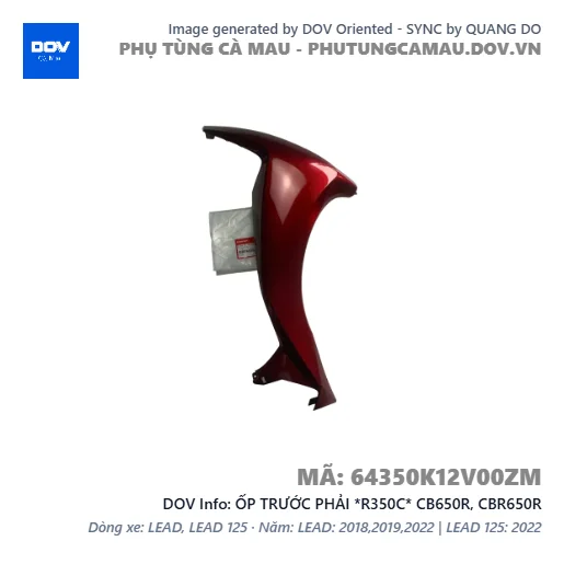 ỐP TRƯỚC PHẢI *R350C* CB650R, CBR650R — 64350K12V00ZM