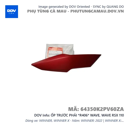 ỐP TRƯỚC PHẢI *R406* WAVE, WAVE RSX 110 — 64350K2PV60ZA