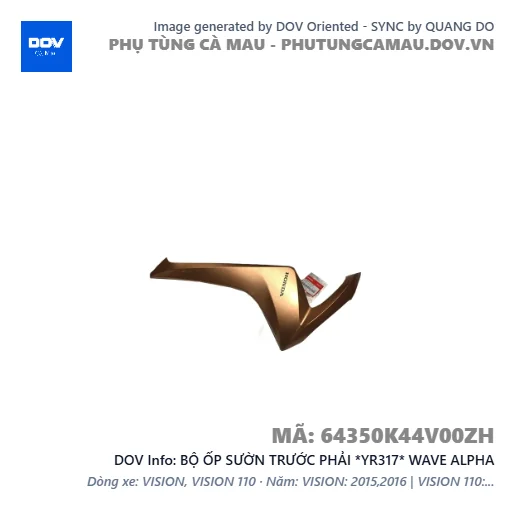 BỘ ỐP SƯỜN TRƯỚC PHẢI *YR317* WAVE ALPHA — 64350K44V00ZH