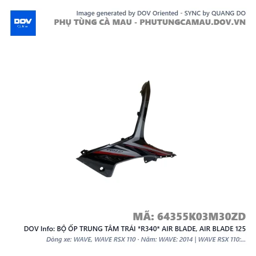 BỘ ỐP TRUNG TÂM TRÁI *R340* AIR BLADE, AIR BLADE 125 — 64355K03M30ZD