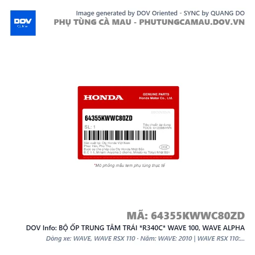 BỘ ỐP TRUNG TÂM TRÁI *R340C* WAVE 100, WAVE ALPHA — 64355KWWC80ZD