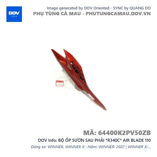 BỘ ỐP SƯỜN SAU PHẢI *R340C* AIR BLADE 110 — 64400K2PV50ZB