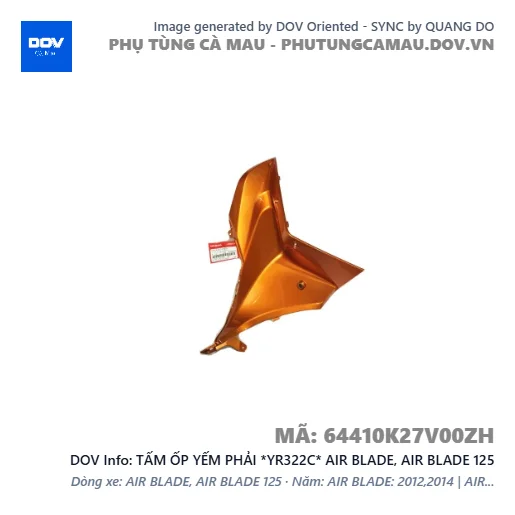 TẤM ỐP YẾM PHẢI *YR322C* AIR BLADE, AIR BLADE 125 — 64410K27V00ZH
