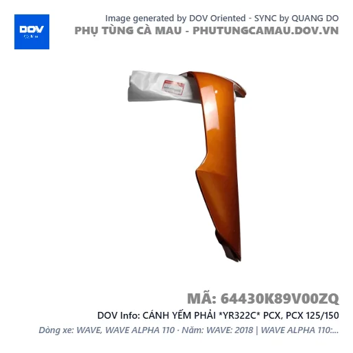 CÁNH YẾM PHẢI *YR322C* PCX, PCX 125/150 — 64430K89V00ZQ
