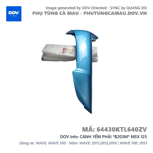 CÁNH YẾM PHẢI *B203M* MSX 125 — 64430KTL640ZV