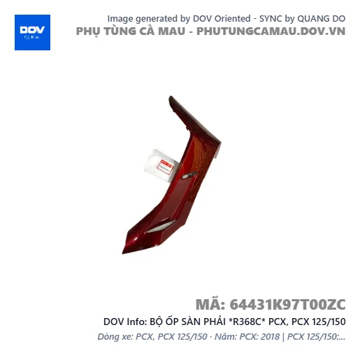 BỘ ỐP SÀN PHẢI *R368C* PCX, PCX 125/150 — 64431K97T00ZC
