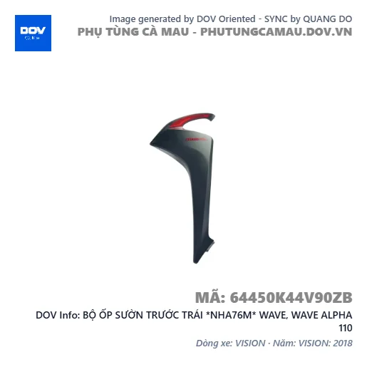 BỘ ỐP SƯỜN TRƯỚC TRÁI *NHA76M* WAVE, WAVE ALPHA 110 — 64450K44V90ZB
