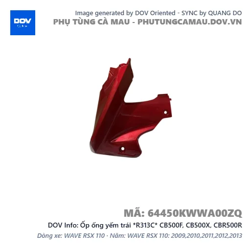 Ốp ống yếm trái *R313C* CB500F, CB500X, CBR500R — 64450KWWA00ZQ