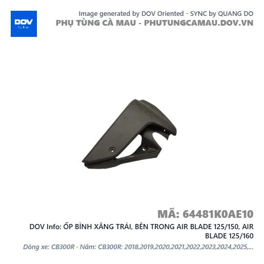 ỐP BÌNH XĂNG TRÁI, BÊN TRONG AIR BLADE 125/150, AIR BLADE 125/160 — 64481K0AE10