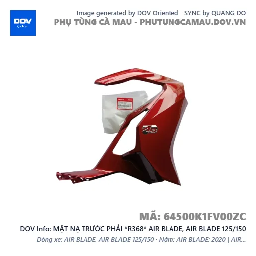 MẶT NẠ TRƯỚC PHẢI *R368* AIR BLADE, AIR BLADE 125/150 — 64500K1FV00ZC