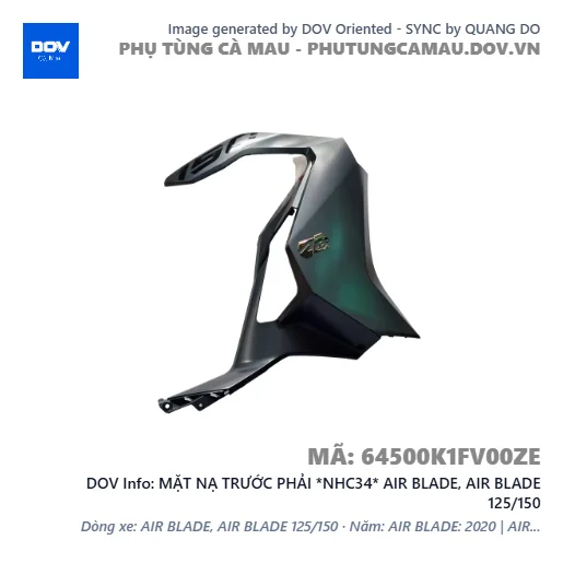 MẶT NẠ TRƯỚC PHẢI *NHC34* AIR BLADE, AIR BLADE 125/150 — 64500K1FV00ZE