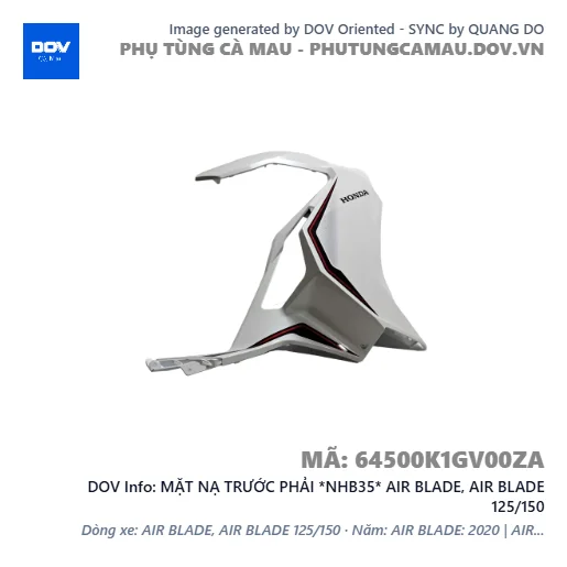 MẶT NẠ TRƯỚC PHẢI *NHB35* AIR BLADE, AIR BLADE 125/150 — 64500K1GV00ZA
