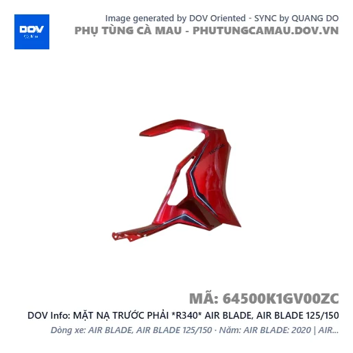 MẶT NẠ TRƯỚC PHẢI *R340* AIR BLADE, AIR BLADE 125/150 — 64500K1GV00ZC