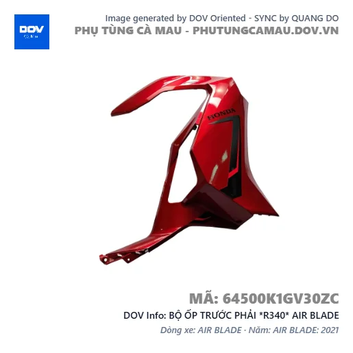 BỘ ỐP TRƯỚC PHẢI *R340* AIR BLADE — 64500K1GV30ZC
