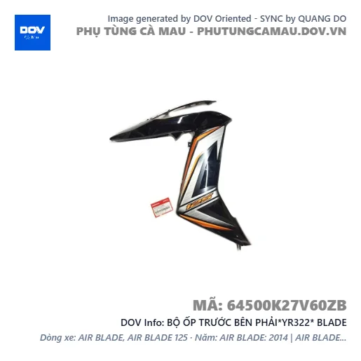 BỘ ỐP TRƯỚC BÊN PHẢI*YR322* BLADE — 64500K27V60ZB